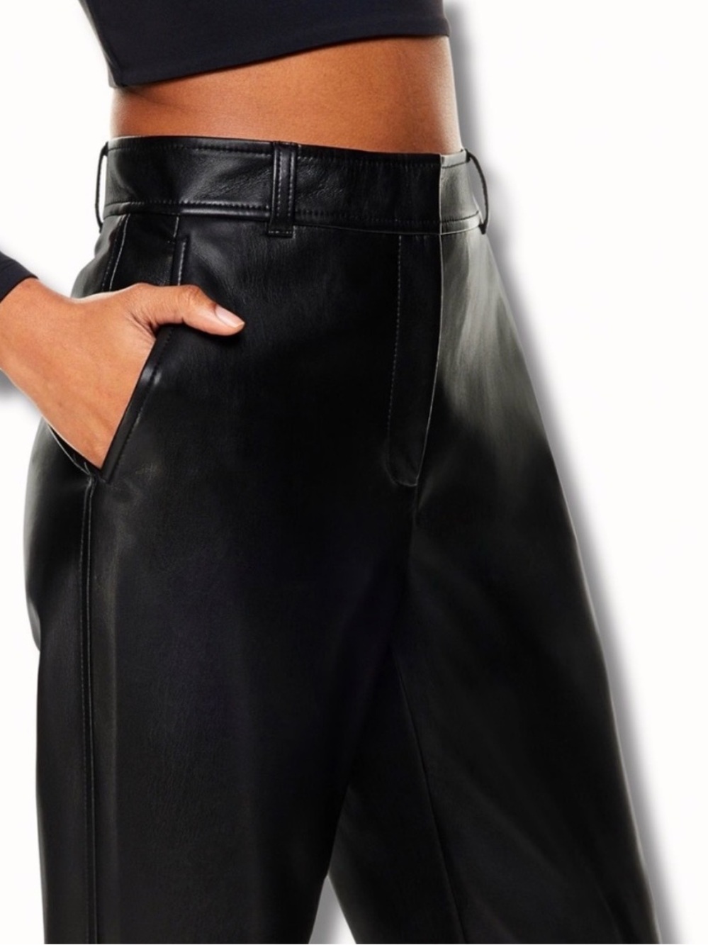 Aritzia BABATON Command Pants Black Vegan Leather Size 4 - Picture 5 of 9